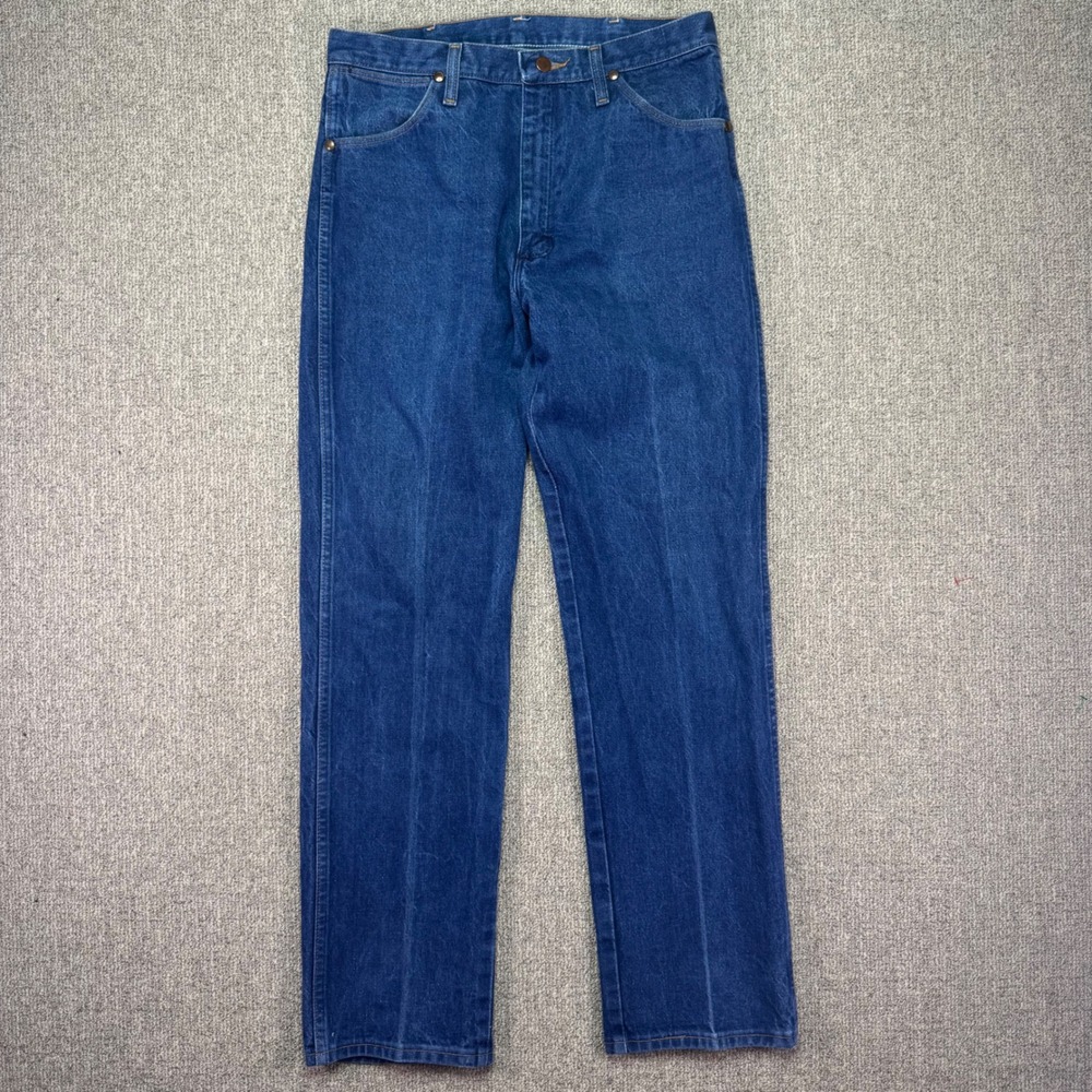 Vintage USA Made Wrangler 13MWZ Jeans Men's 34x32 Original Fit Blue Denim